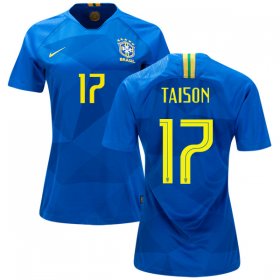 Wholesale Cheap Women\'s Brazil #17 Taison Away Soccer Country Jersey