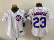 Youth Chicago Cubs #23 Ryne Sandberg White Pinstripe 'Ryne Sandberg Tribute' Vapor Limited V3 Stitched Baseball Jersey Cheap Wholesale