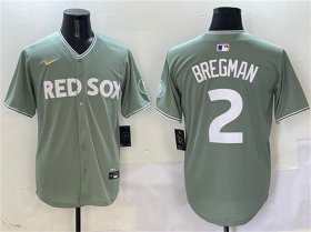 Cheap Men\'s Boston Red Sox #2 Alex Bregman Green 2025 City Connect Limited Stitched Baseball Jersey