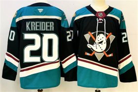 Men\'s Anaheim Ducks #20 Chris Kreider Black Teal 2024-25 Stitched Jersey Cheap Wholesale