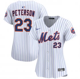 Women\'s New York Mets #23 David Peterson White 2025 Home Limited Stitched Baseball Jersey(Run Small)