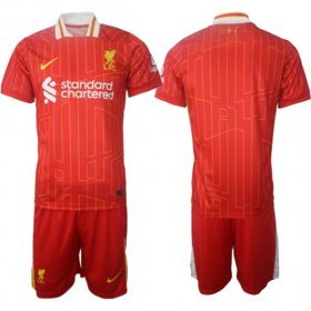 Cheap Men\'s Liverpool Custom 2024-25 Red Home Soccer Jersey Suit
