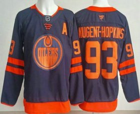 Cheap Men\'s Edmonton Oilers #93 Ryan Nugent Hopkins Navy Authentic Jersey