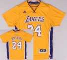 Wholesale Cheap Los Angeles Lakers #24 Kobe Bryant Revolution 30 Swingman 2014 New Yellow Short-Sleeved Jersey
