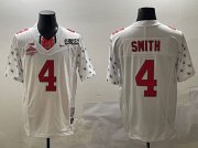 Cheap Men's Ohio State Buckeyes #4 Jeremiah Smith White 2025 CFP Final With National Champions Patch F.U.S.E. Vapor Limited Stitched Football Jersey