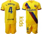 Wholesale Cheap Barcelona #4 I.Rakitic Away Kid Soccer Club Jersey