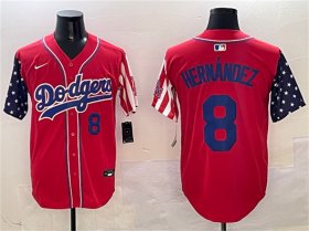 Cheap Men\'s Los Angeles Dodgers #8 Enrique Hernandez Red Limited Stitched Baseball Jersey