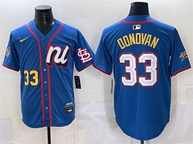 Cheap Men\'s National League #33 Brendan Donovan Blue 2025 All-Star Edition Limited Stitched Baseball Jersey