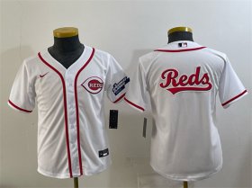 Youth Cincinnati Reds Team Big Logo White 2025 Speedway Classic Stitched Baseball Jersey Cheap Wholesale