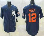Men's Detroit Tigers #12 Casey Mize Navy Alternate With Patch Cool Base Stitched Jersey Cheap