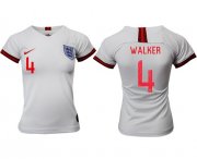 Wholesale Cheap Women's England #4 Walker Home Soccer Country Jersey
