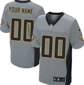 Cheap Men\'s Nike New Orleans Saints Customized Gray Shadow Elite Jersey