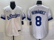 Cheap Men's Los Angeles Dodgers #8 Enrique Hernandez White City Connect Cool Base Stitched Jersey
