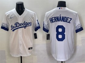 Cheap Men\'s Los Angeles Dodgers #8 Enrique Hernandez White City Connect Cool Base Stitched Jersey