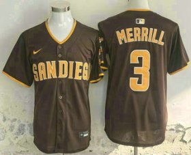 Men\'s San Diego Padres #3 Jackson Merrill Brown Limited Stitched Jersey Cheap