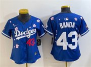Cheap Women's Los Angeles Dodgers #43 Anthony Banda Royal 2025 Tokyo Series Limited Stitched Baseball Jersey(Run Small)