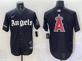 Men\'s Los Angeles Angels Team Big Logo Black \'Gothic Halo Edition\' Vapor Limited Stitched Jersey