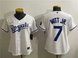 Cheap Youth Kansas City Royals #7 Bobby Witt Jr. White Cool Base Stitched Baseball Jersey