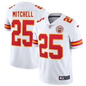 Men\'s Kansas City Chiefs #25 Elijah Mitchell White 2025 Vapor Untouchable Limited Football Football Stitched Jersey Cheap