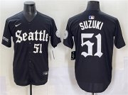 Cheap Men's Seattle Mariners #51 Ichiro Suzuki Black 'Deep Sea Gothic Edition' Vapor Premier Limited Stitched Baseball Jersey