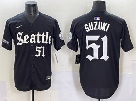 Cheap Men\'s Seattle Mariners #51 Ichiro Suzuki Black \'Deep Sea Gothic Edition\' Vapor Premier Limited Stitched Baseball Jersey