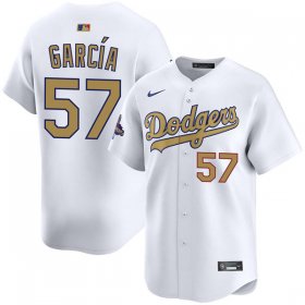 Cheap Men\'s Los Angeles Dodgers #57 Luis Garcia 2025 White Gold Collection Limited Jersey