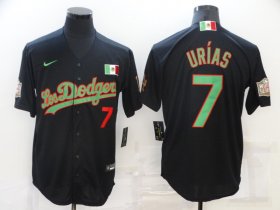 Wholesale Cheap Men\'s Los Angeles Dodgers #7 Julio Urias Black With Los Angeles Green Mexico 2020 World Series Stitched MLB Jersey