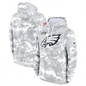 Men\'s Philadelphia Eagles 2024 Arctic Camo Salute To Service Club Fleece Pullover Hoodie