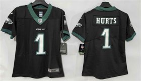 Women\'s Philadelphia Eagles #1 Jalen Hurts Black New Vapor Untouchable Limited Football Stitched Jersey(Run Small) Cheap Wholesale