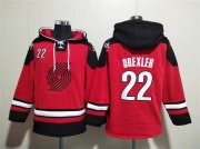 Cheap Men's Portland Trail Blazers #22 Clyde Drexler Red Lace-Up Pullover Hoodie