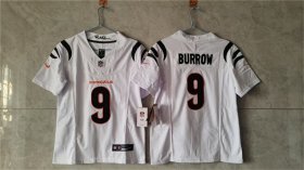 Women\'s Cincinnati Bengals #9 Joe Burrow White F.U.S.E. Vapor Football Stitched Jersey(Run Small) Cheap Wholesale