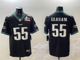 Cheap Men\'s Philadelphia Eagles #55 Brandon Graham Black 2025 Super Bowl LIX Patch Vapor Untouchable Limited Football Stitched Jersey