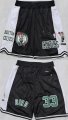 Men's Boston Celtics #33 Larry Bird Black White Shorts (Run Small) Cheap