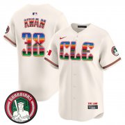 Cheap Men's Cleveland Guardians #38 Steven Kwan Cream Mexico Vapor Premier Limited Stitched Baseball Jersey