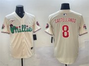 Men's Philadelphia Phillies #8 Nick Castellanos Cream Phanatic Limited Stitched Jersey Cheap