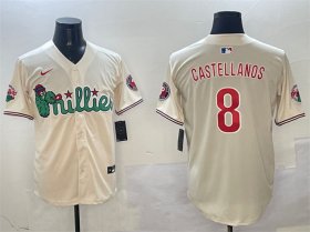 Men\'s Philadelphia Phillies #8 Nick Castellanos Cream Phanatic Limited Stitched Jersey Cheap