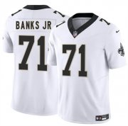 Cheap Men's New Orleans Saints #71 Kelvin Banks Jr White 2025 Draft F.U.S.E. Vapor Limited Football Stitched Jersey