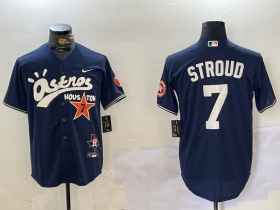 Cheap Men\'s Houston Astros #7 CJ Stroud Navy Cactus Jack Vapor Premier Stitched Baseball Jersey