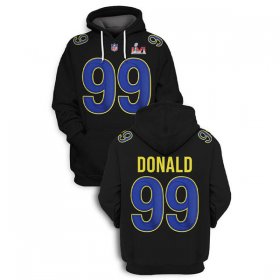 Wholesale Cheap Men\'s Los Angeles Rams #99 Aaron Donald 2022 Black Super Bowl LVI Pullover Hoodie