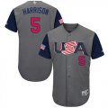 Wholesale Cheap Team USA #5 Josh Harrison Gray 2017 World MLB Classic Authentic Stitched MLB Jersey