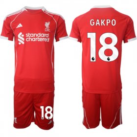Men\'s Liverpool #18 Cody Gakpo 2025 Red Home Soccer Jersey Suit