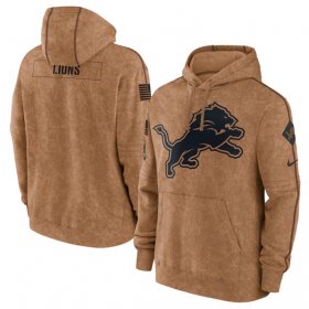 Wholesale Cheap Men\'s Detroit Lions 2023 Brown Salute to Service Pullover Hoodie
