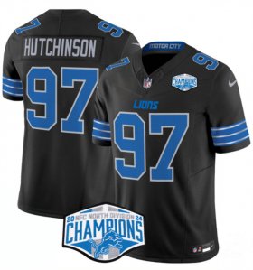 Men\'s Detroit Lions #97 Aidan Hutchinson Black 2024 NFC North Champions F.U.S.E. Vapor Limited Stitched Jersey