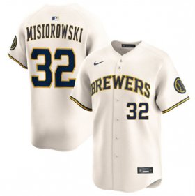 Cheap Men\'s Milwaukee Brewers #32 Jacob Misiorowski Cream 2025 Limited Stitched Baseball Jersey