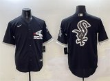 Men's Chicago White Sox Black Team Big Logo Cool Base Stitched Jersey Cheap