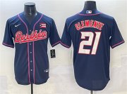 Men's Puerto Rico Baseball #21 Roberto Clemente Navy 2023 World Baseball Classic Stitched Jersey Cheap