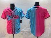Men's Los Angeles Dodgers Blank Pink Blue Limited Stitched Baseball Jersey Cheap Wholesale
