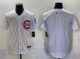 Cheap Men's Chicago Cubs Blank White Pinstripe 2nd Alternate Limited Stitched Baseball Jersey