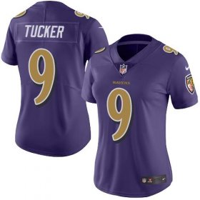 Wholesale Cheap Nike Ravens #9 Justin Tucker Purple Women\'s Stitched NFL Limited Rush Jersey