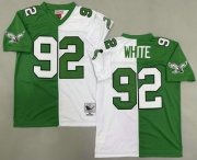 Men's Philadelphia Eagles #92 Reggie White Green White Split 1990 Throwback Jersey